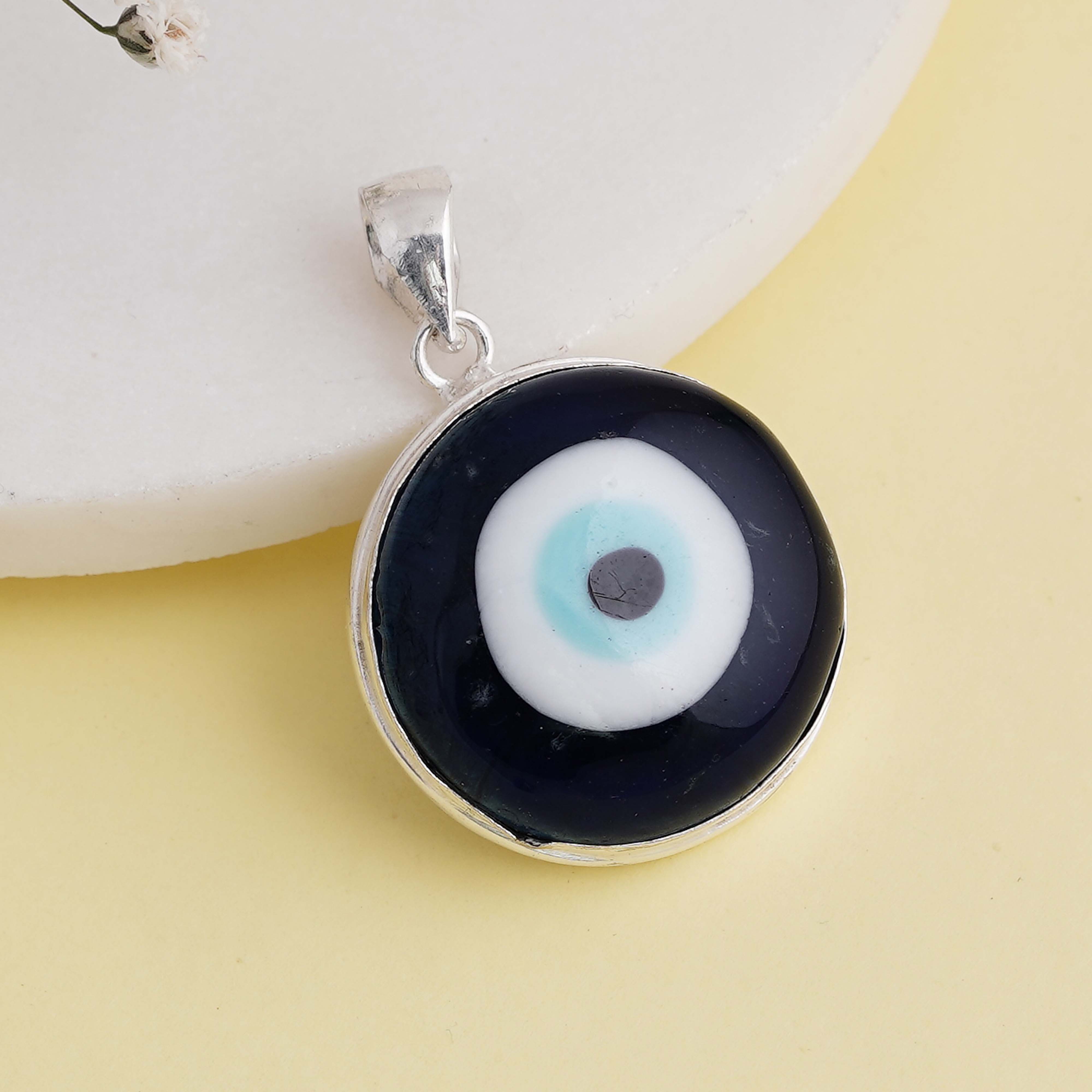 Classic Evil Eye Pendant | Sterling Silver Frame