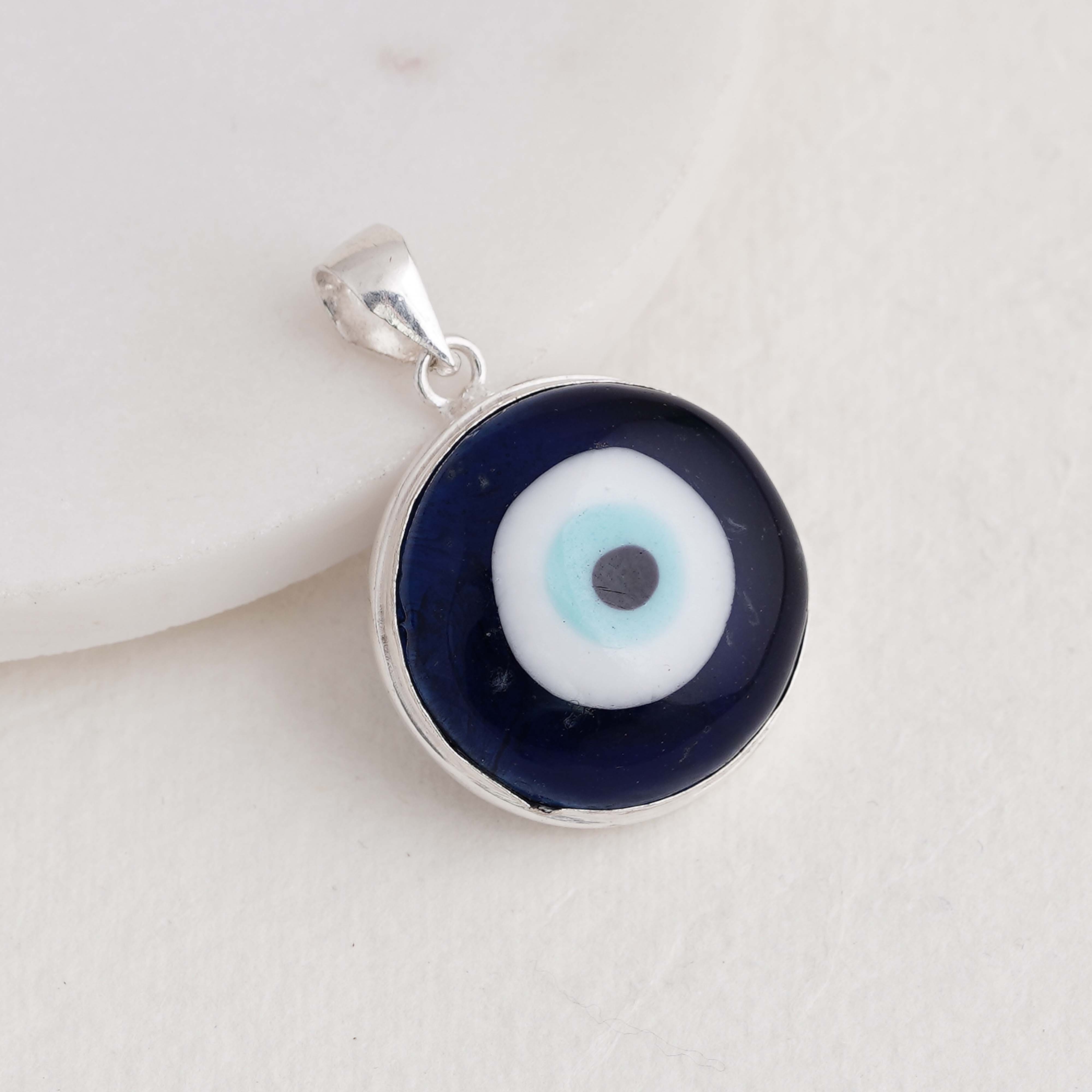 Classic Evil Eye Pendant | Sterling Silver Frame