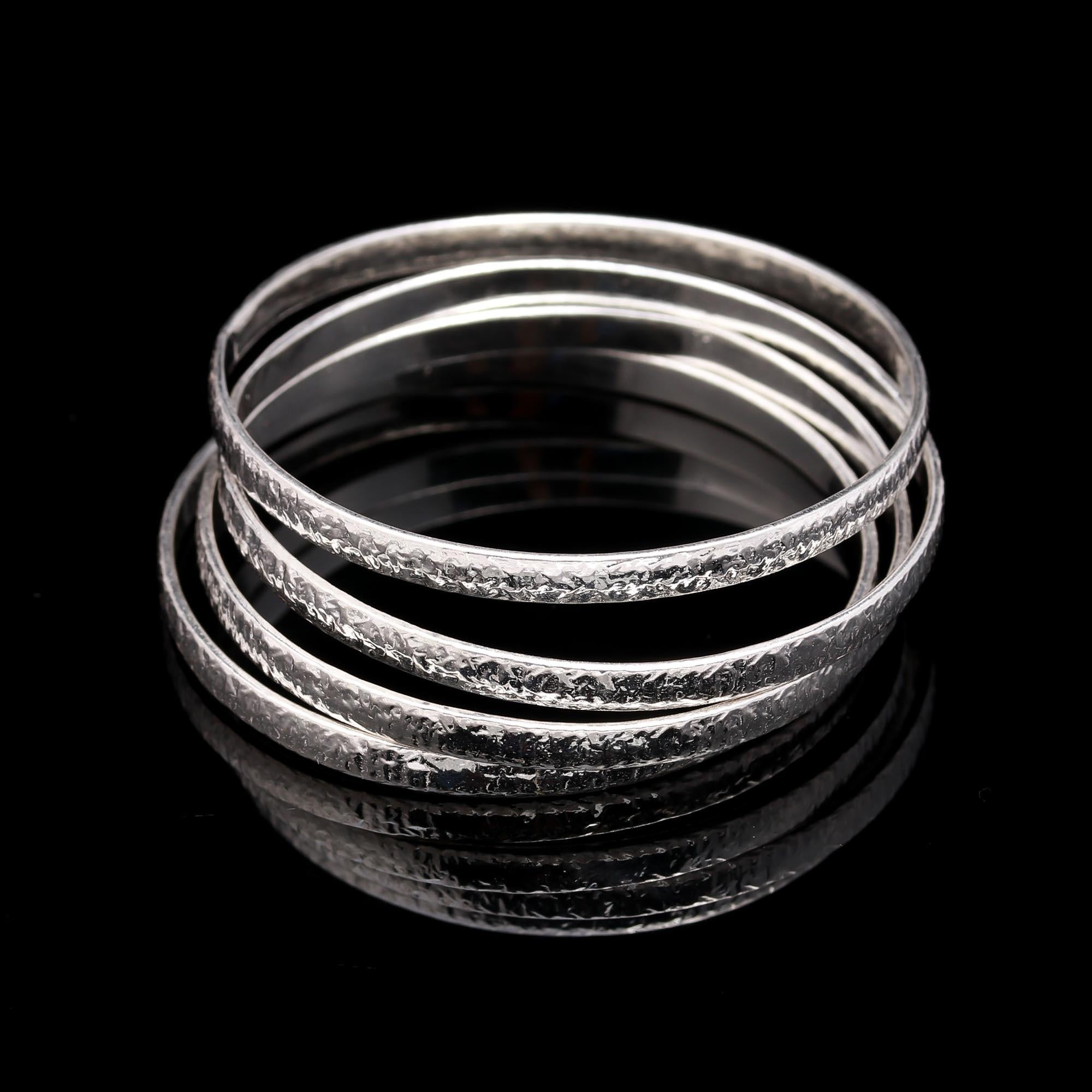 Handmade Bangles, Set Of 6-8-10Pcs Bangles, 925 Sterling Silver Bangles