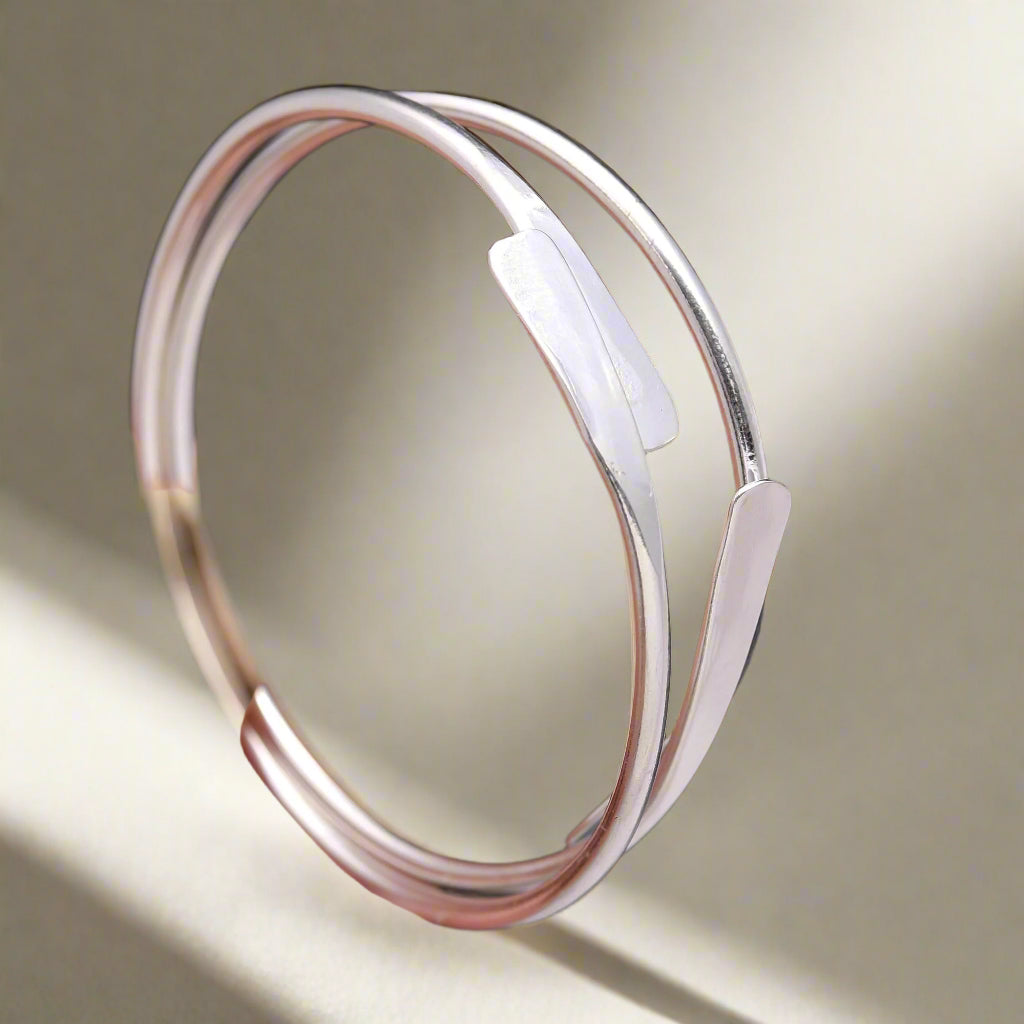 Handmade Solid 925 Sterling Silver Plain Bangle Set, Women Simple Cuff Bangle Set, Minimalist Jewelry