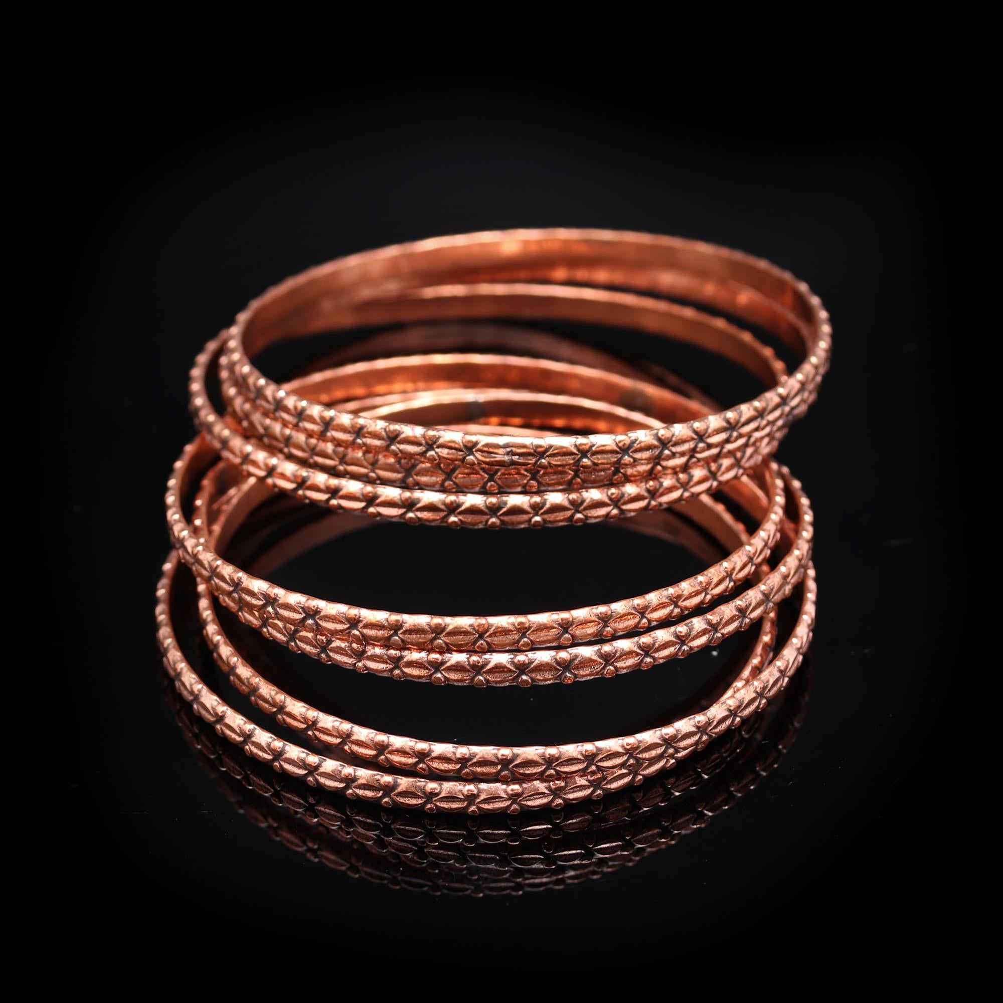 Solid Pure Copper Bangle , Wrap Bangles , Thin Copper Bangles, 6 piece Set