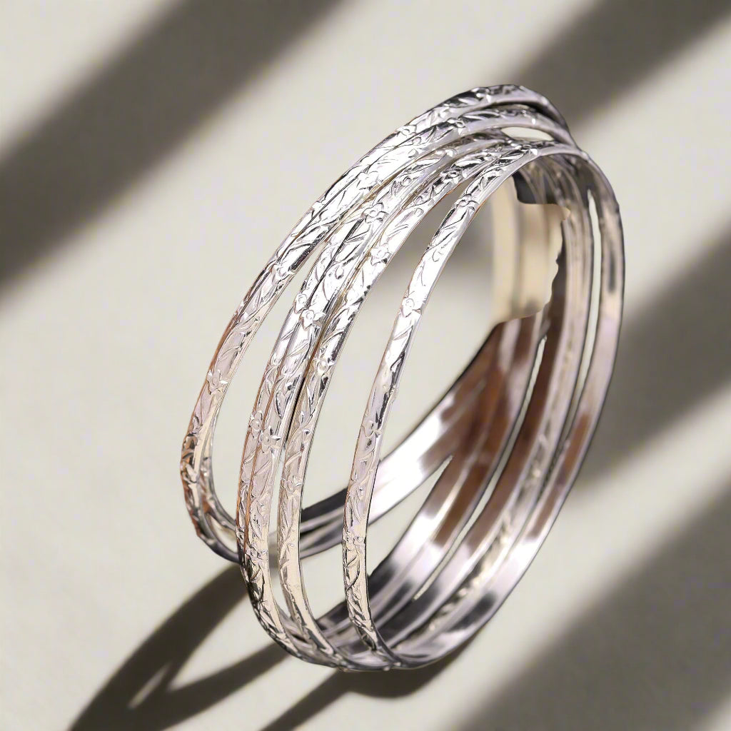 Handcrafted Silver Bangles, Minimalist Jewelry Collection,Stackable Bracelets for Every Occasion