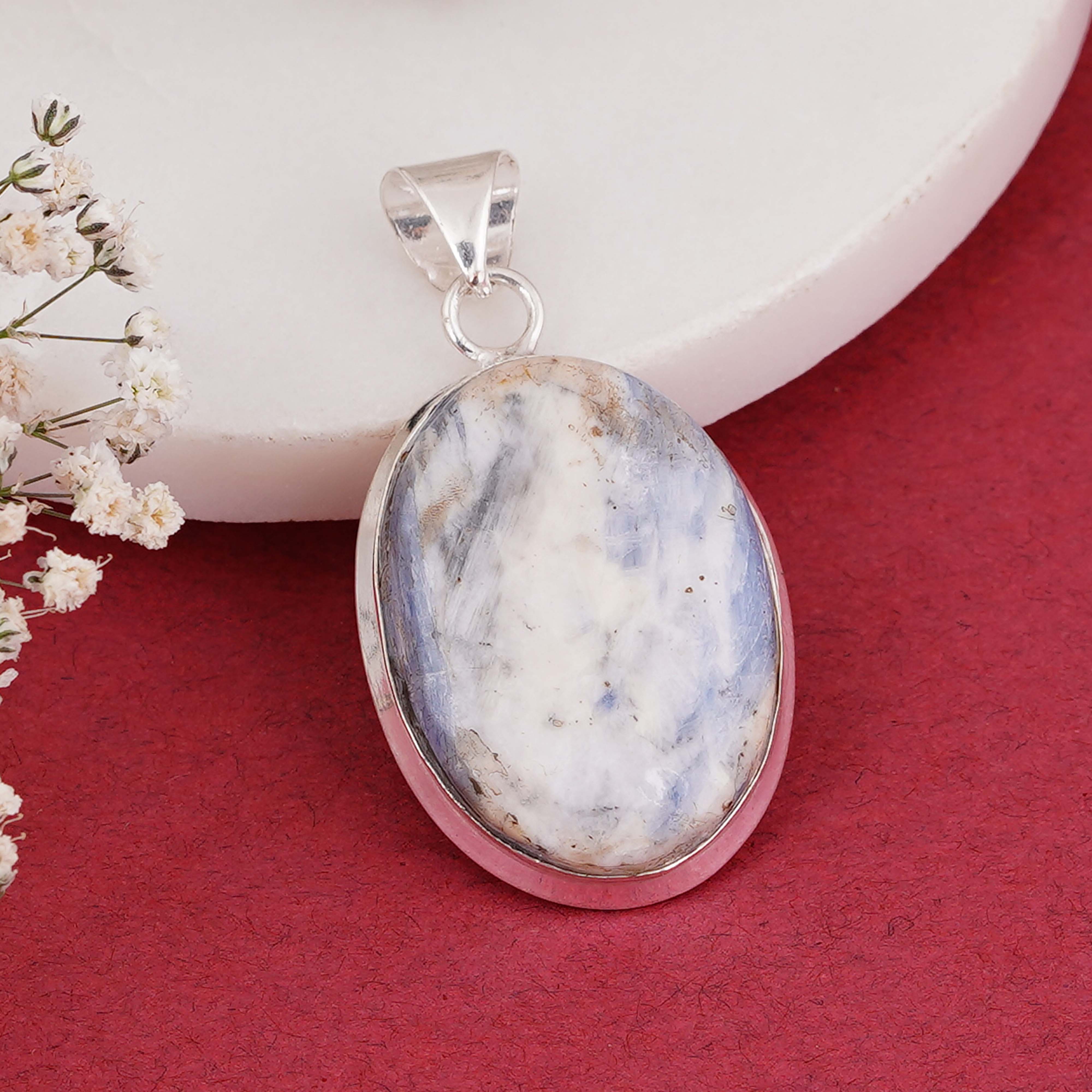 Natural Blue Kyanite Pendant | Handmade Sterling Silver Necklace