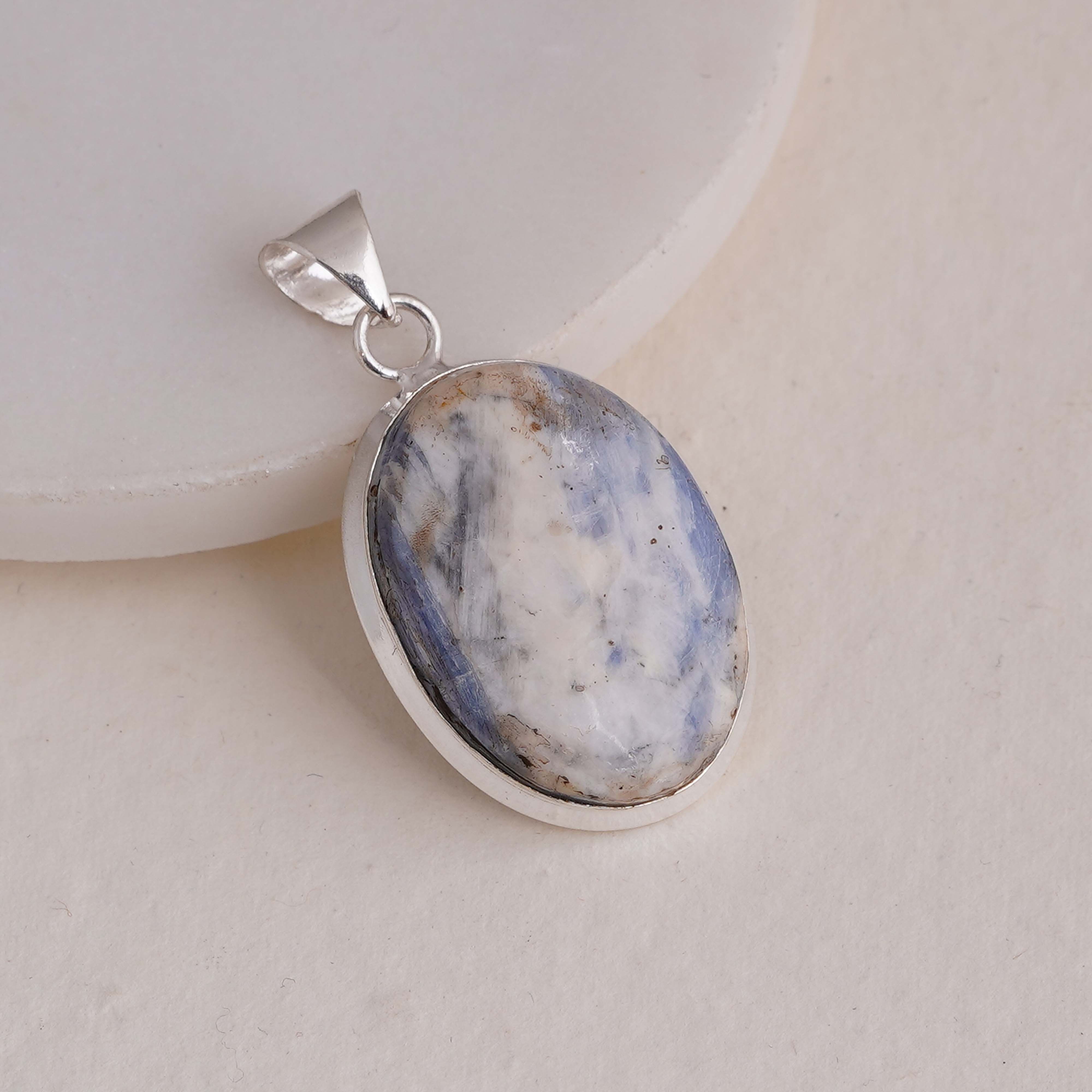 Natural Blue Kyanite Pendant | Handmade Sterling Silver Necklace