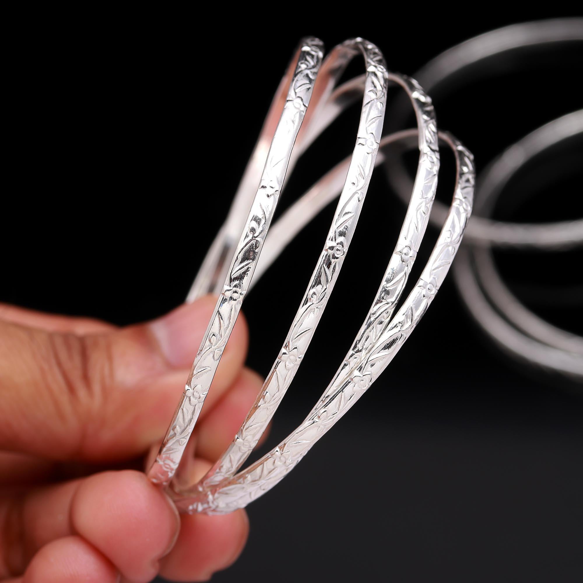 Handcrafted Silver Bangles, Minimalist Jewelry Collection,Stackable Bracelets for Every Occasion