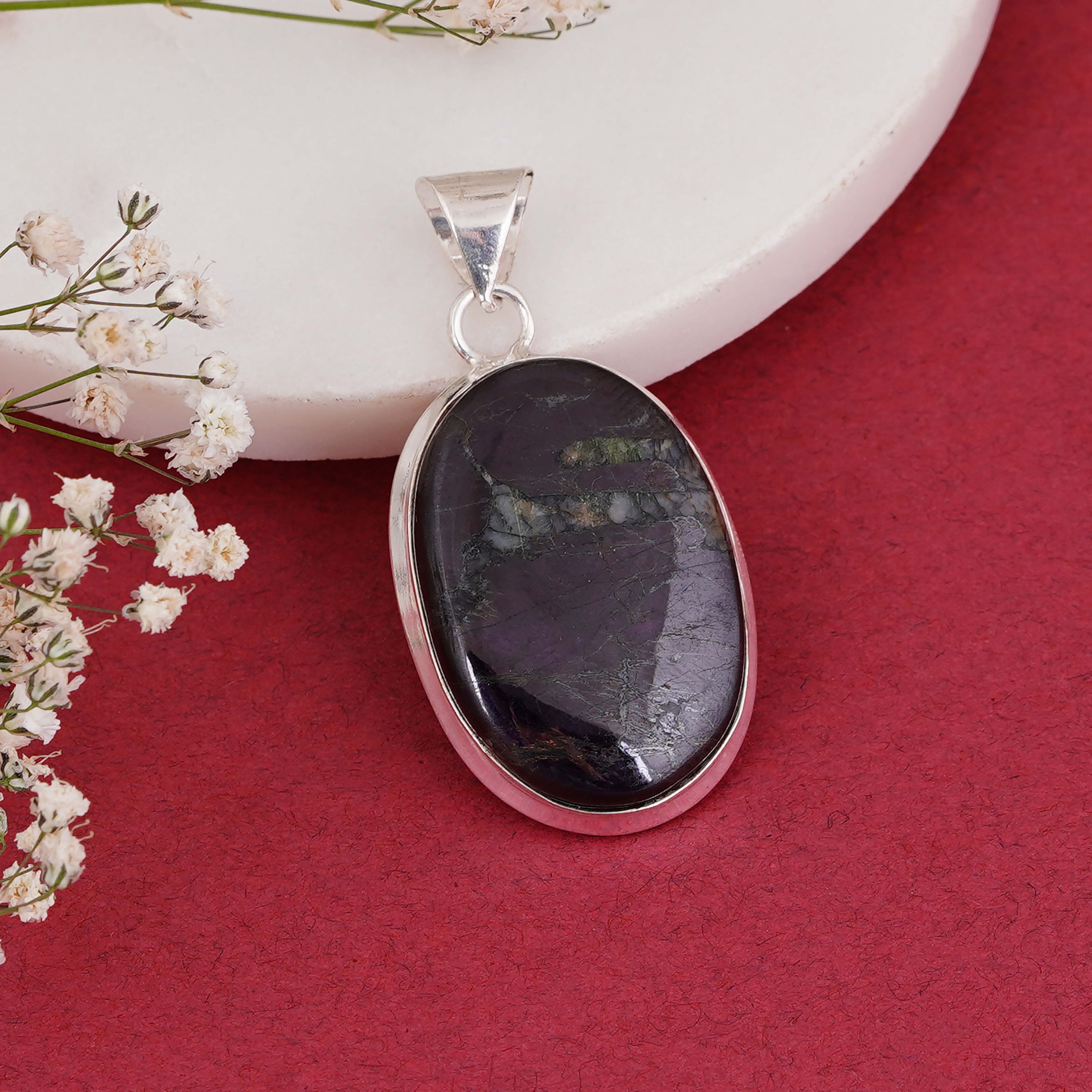 Unique Purple Labradorite Pendant | Handmade Sterling Silver Necklace