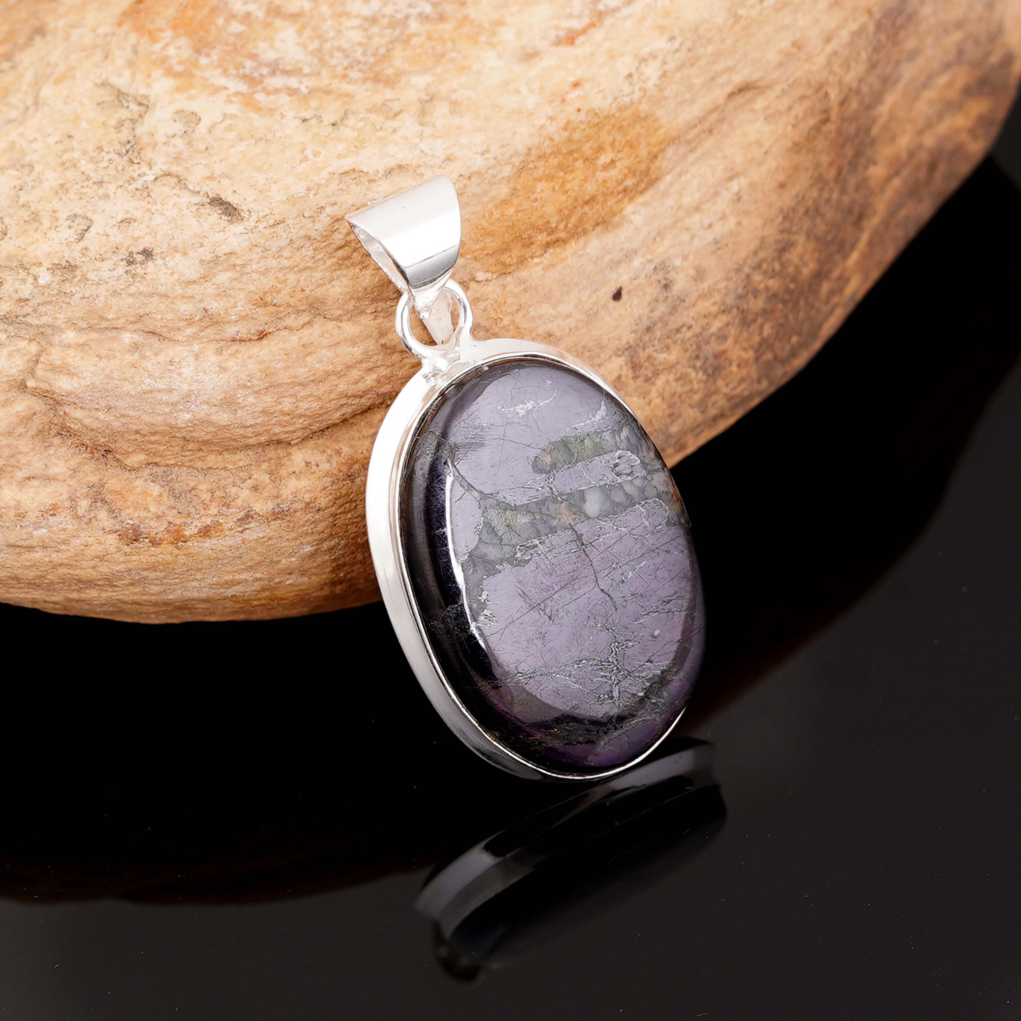 Unique Purple Labradorite Pendant | Handmade Sterling Silver Necklace