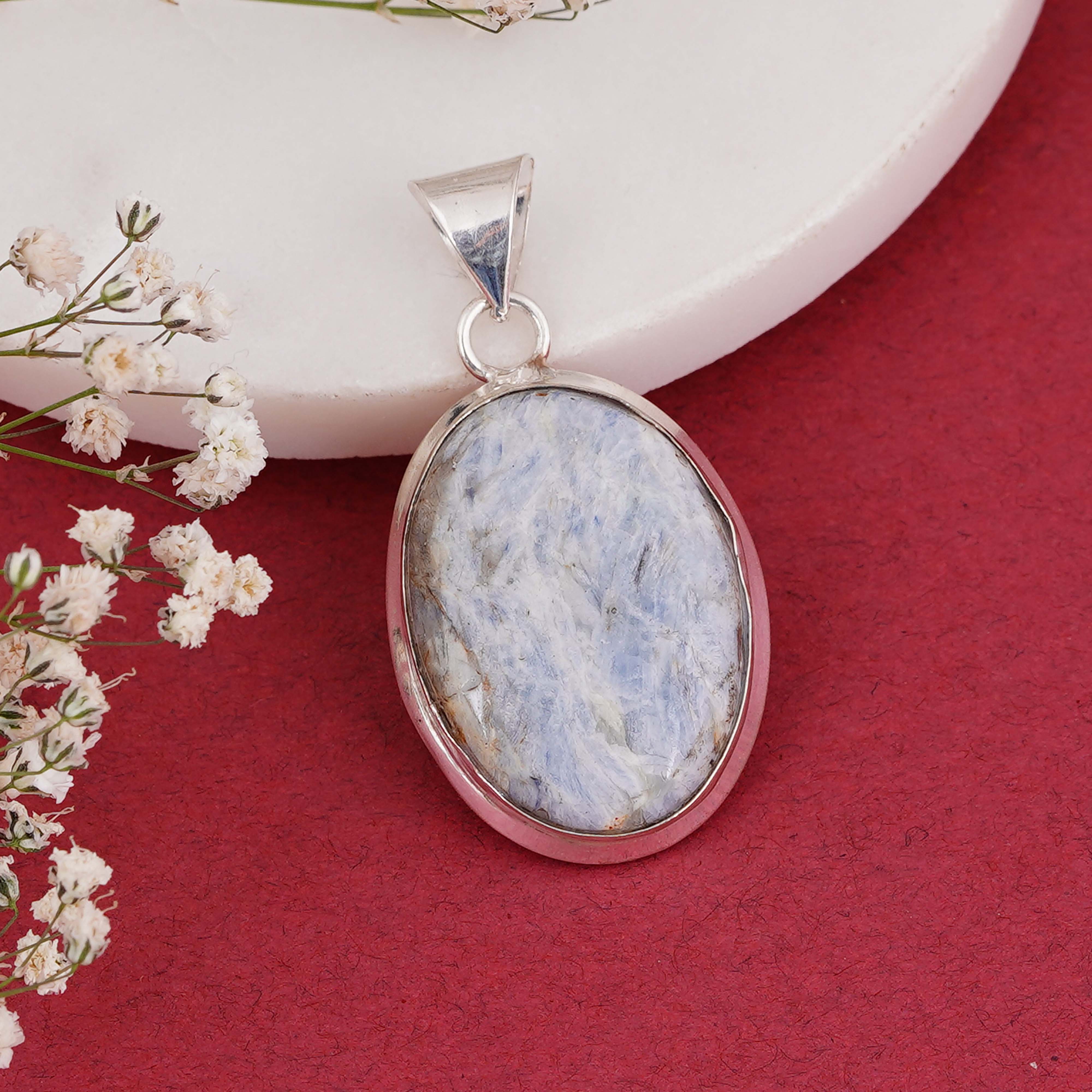 Natural Blue Kyanite Pendant | Handmade Sterling Silver Necklace