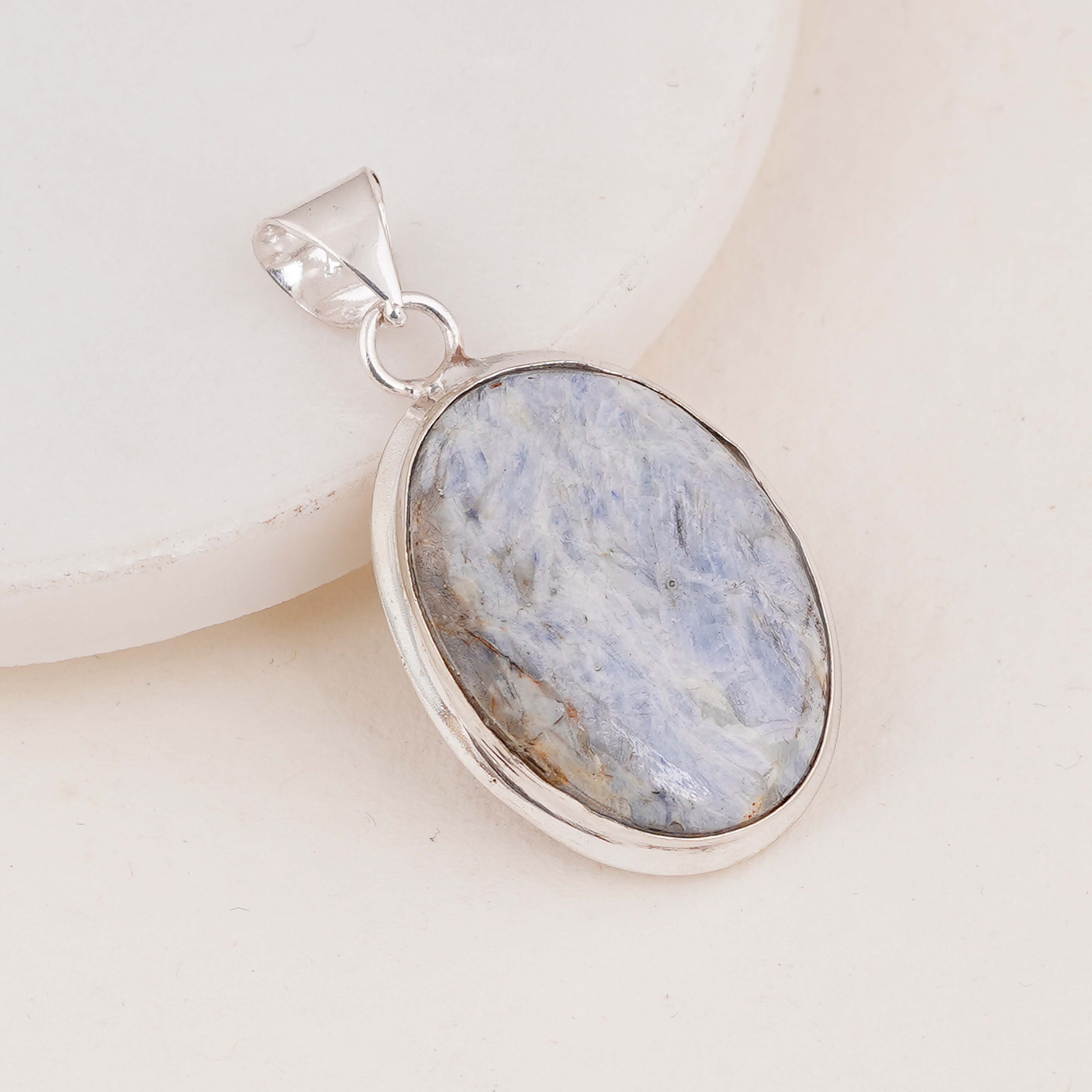 Natural Blue Kyanite Pendant | Handmade Sterling Silver Necklace