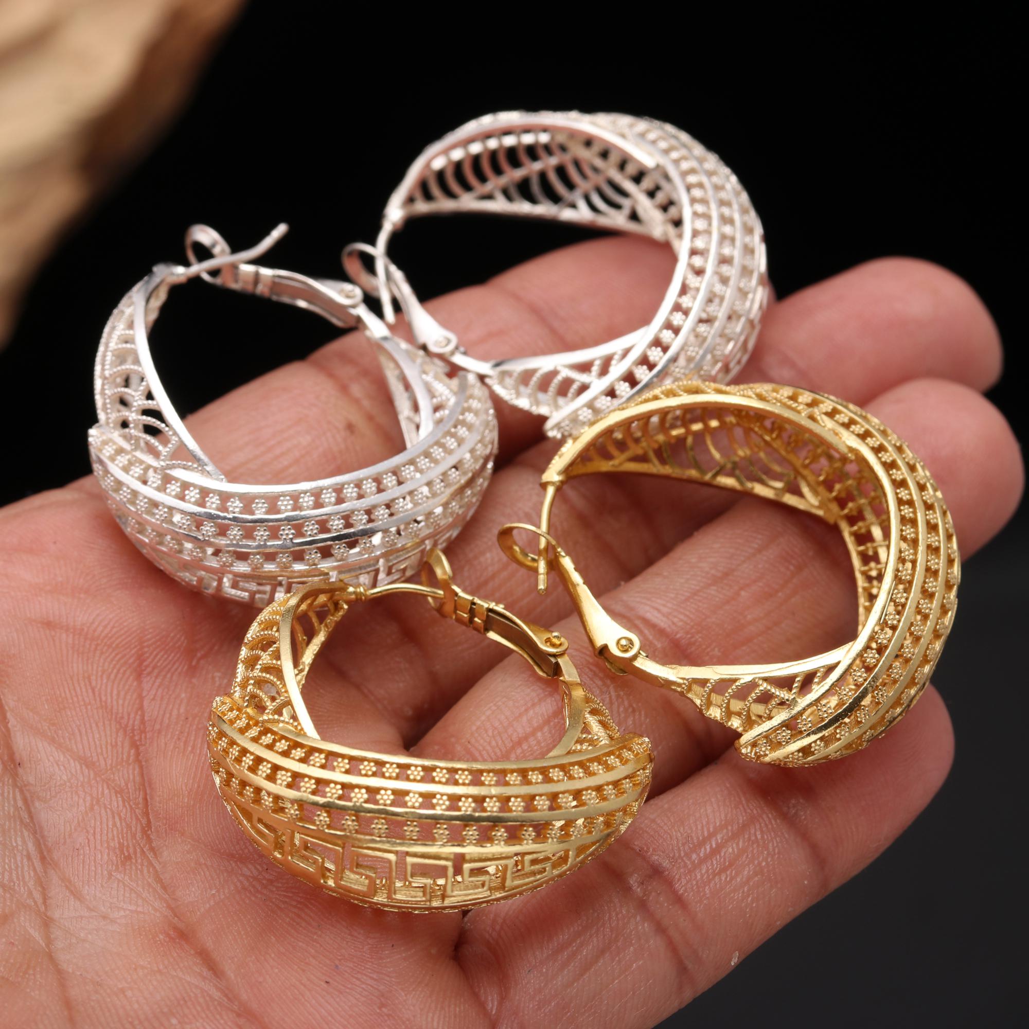 925 Sterling Silver italian Hoop Earrings, Gold Hoop Earrings