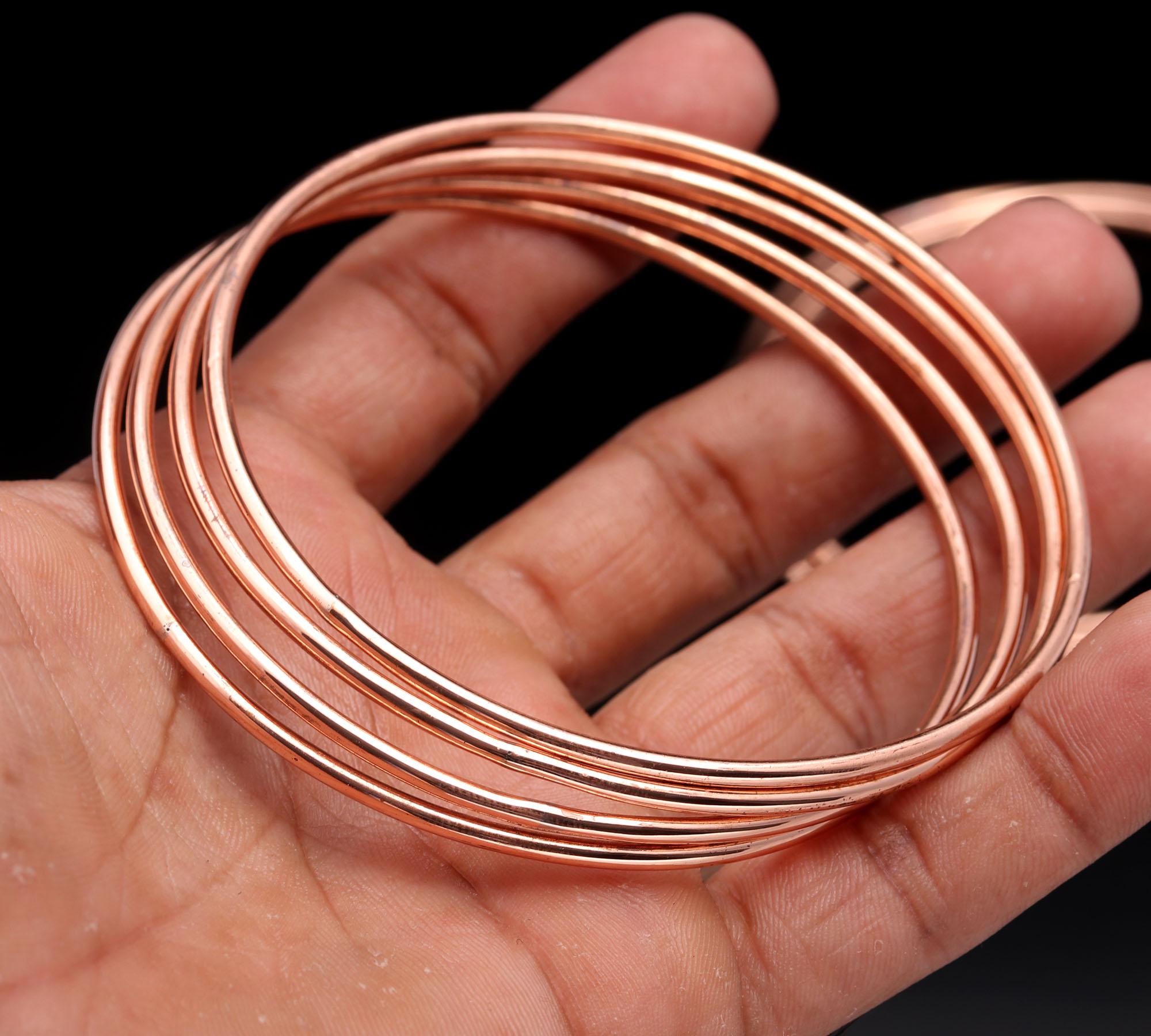 Copper Bangles Set, Handmade Minimalist Copper Bangles, Boho Copper Bracelet, Stackable Bangle Set