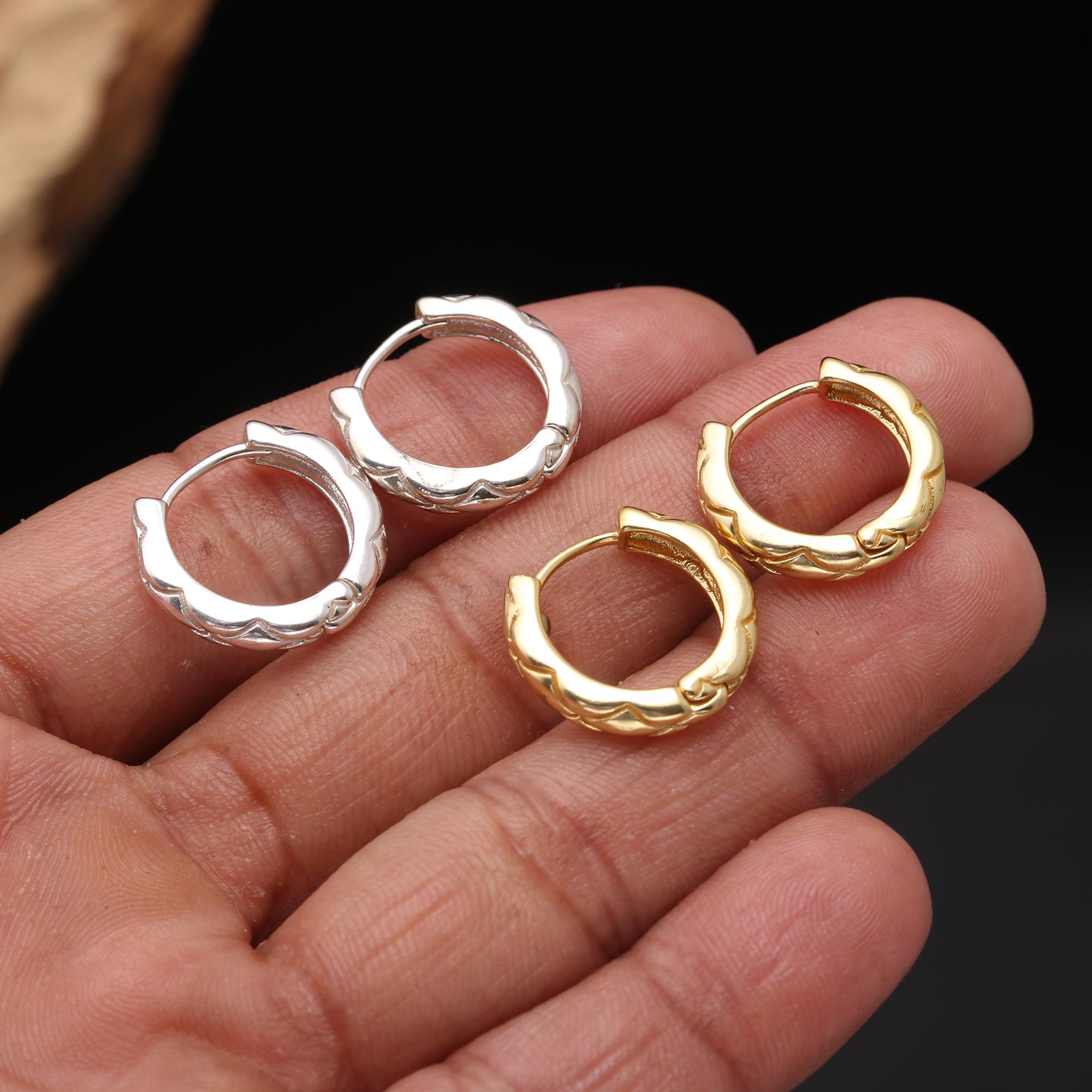 925 Sterling Silver/Gold Stylish Trendy Small Hoop Earrings Clip for Women Earring Gold Color Earrings