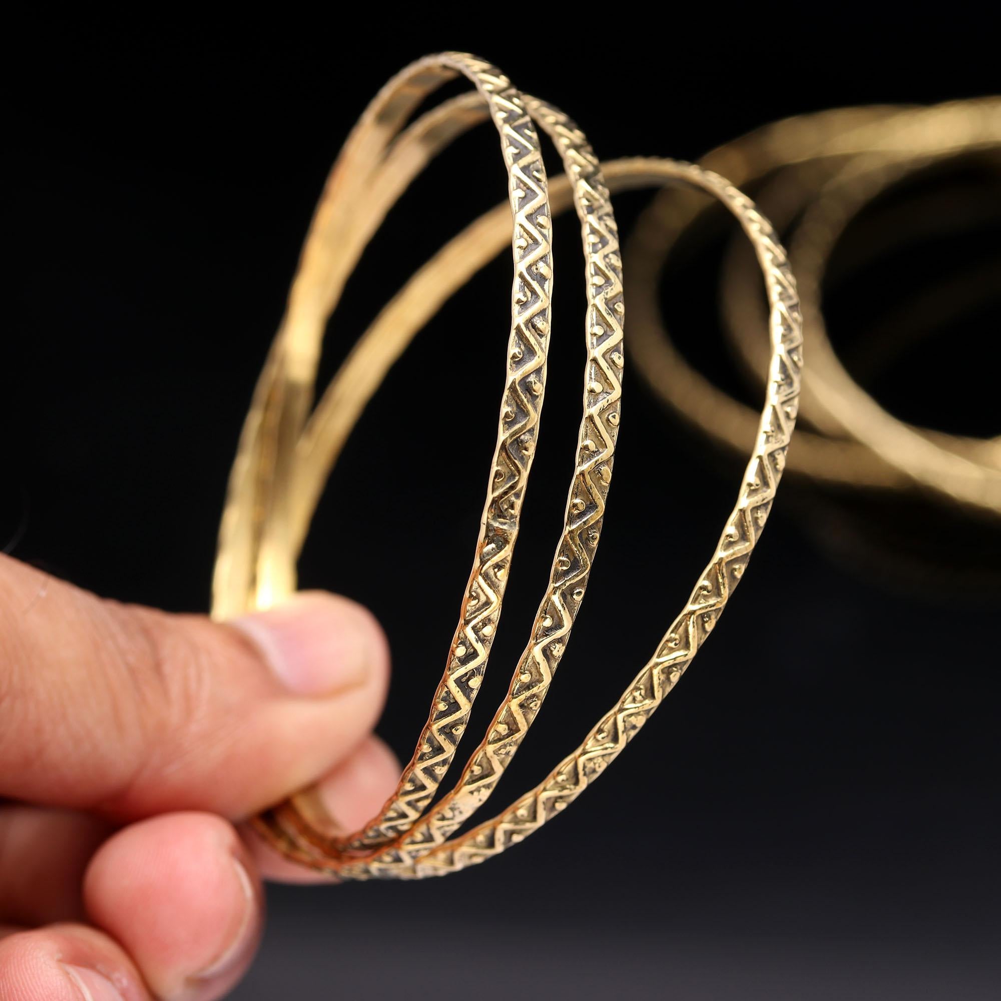 Sterling Silver Gold Plated Bangles,Silver Handmade Bangle, Stacking Bangles, Boho Bangles