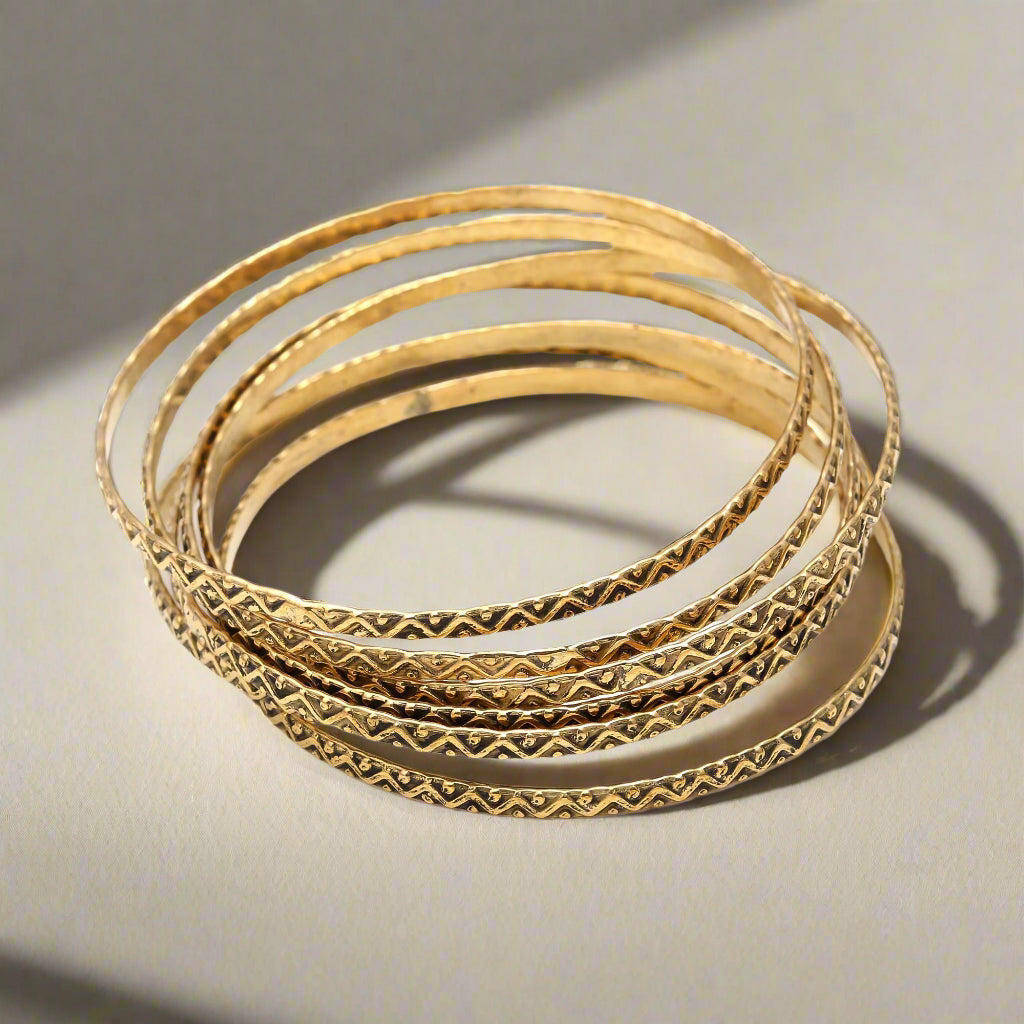 Sterling Silver Gold Plated Bangles,Silver Handmade Bangle, Stacking Bangles, Boho Bangles