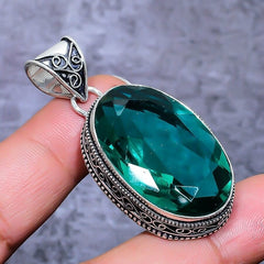 Blue Apatite Gemstone Handmade 925 Sterling Silver Oval Cut Jewelry Pendant