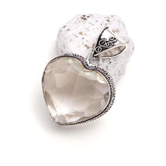 White Topaz Gemstone Handmade 925 Sterling Silver Jewelry Heart Cut Pendant