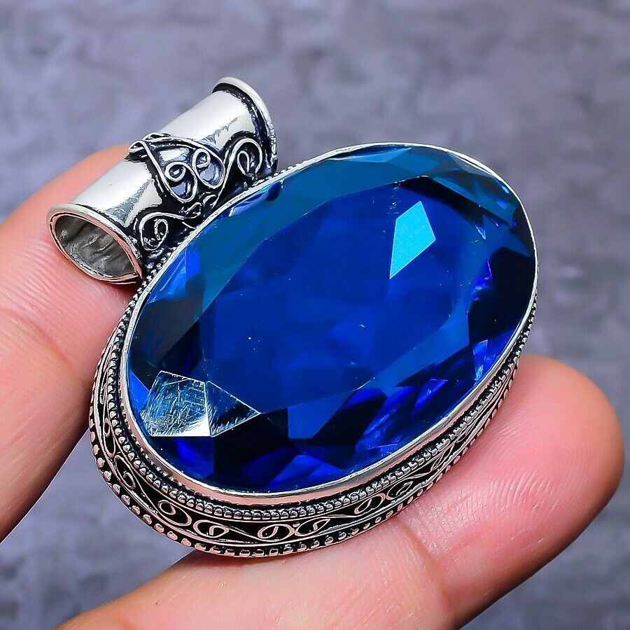 Blue Tanzanite Gemstone Handmade 925 Sterling Silver Oval Cut Jewelry Pendant