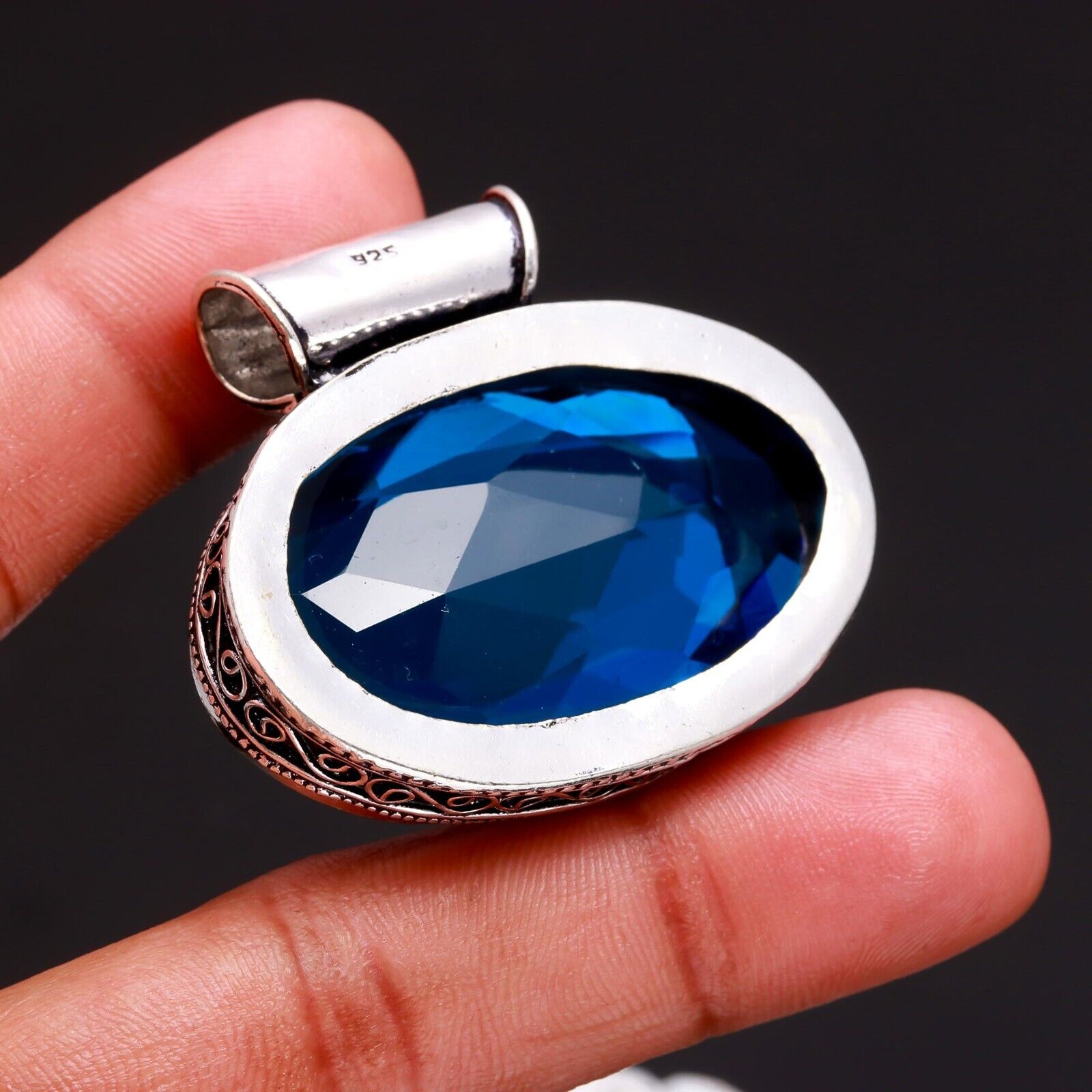 Blue Tanzanite Gemstone Handmade 925 Sterling Silver Oval Cut Jewelry Pendant