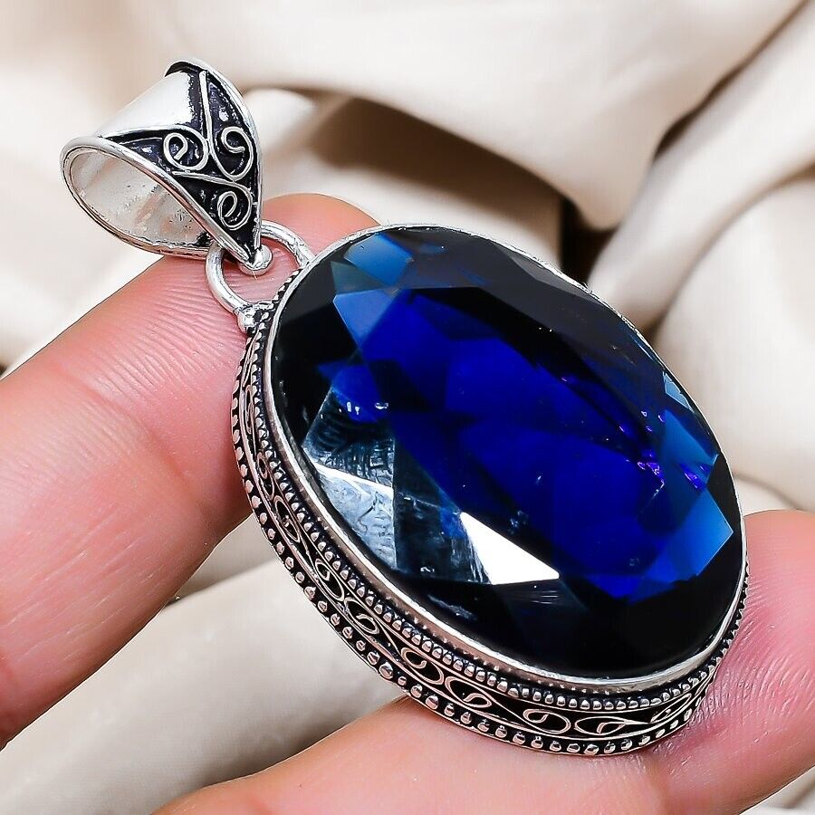 Blue Tanzanite Gemstone Handmade 925 Sterling Silver Oval Cut Jewelry Pendant