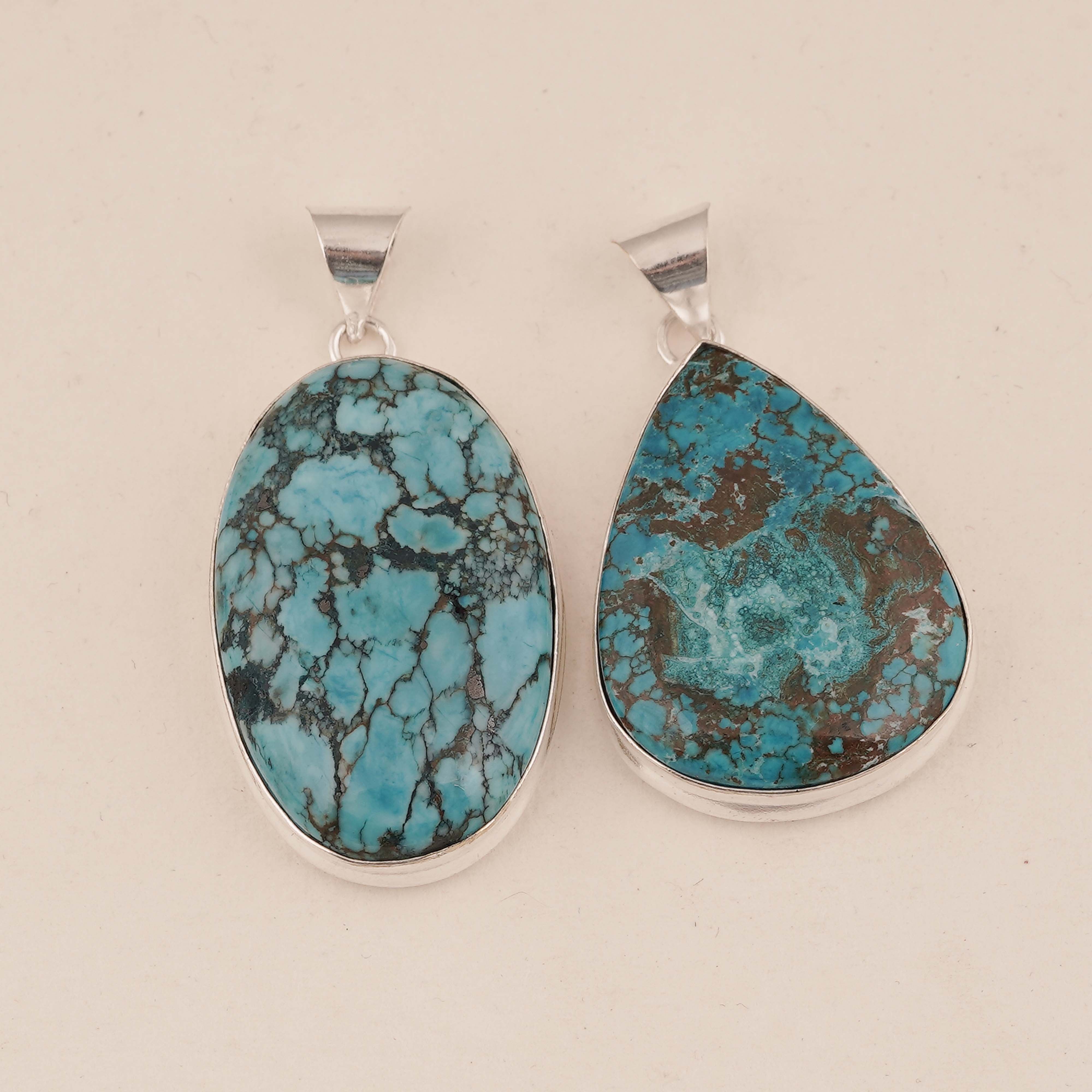 Natural Turquoise Pendant Set in Sterling Silver