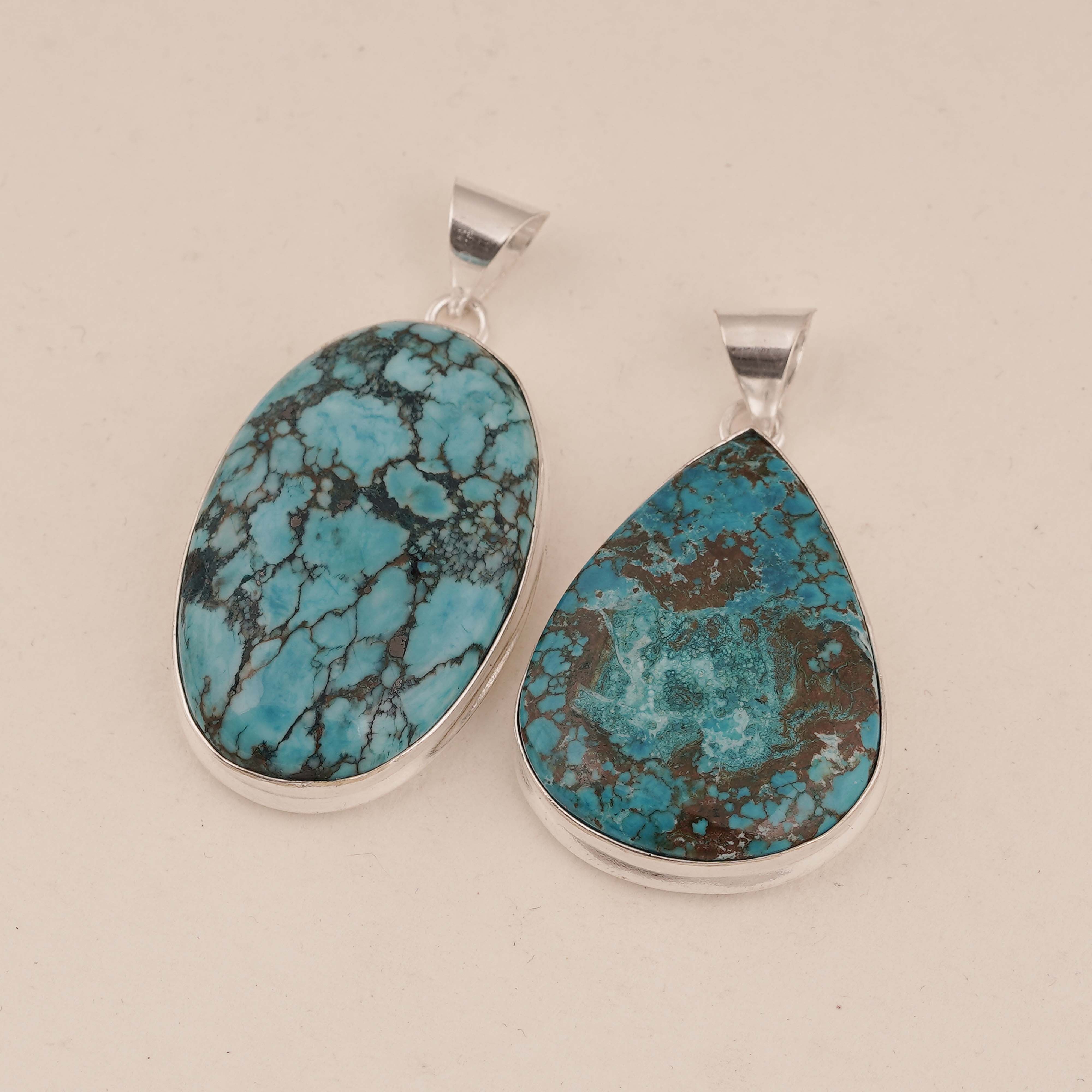 Natural Turquoise Pendant Set in Sterling Silver