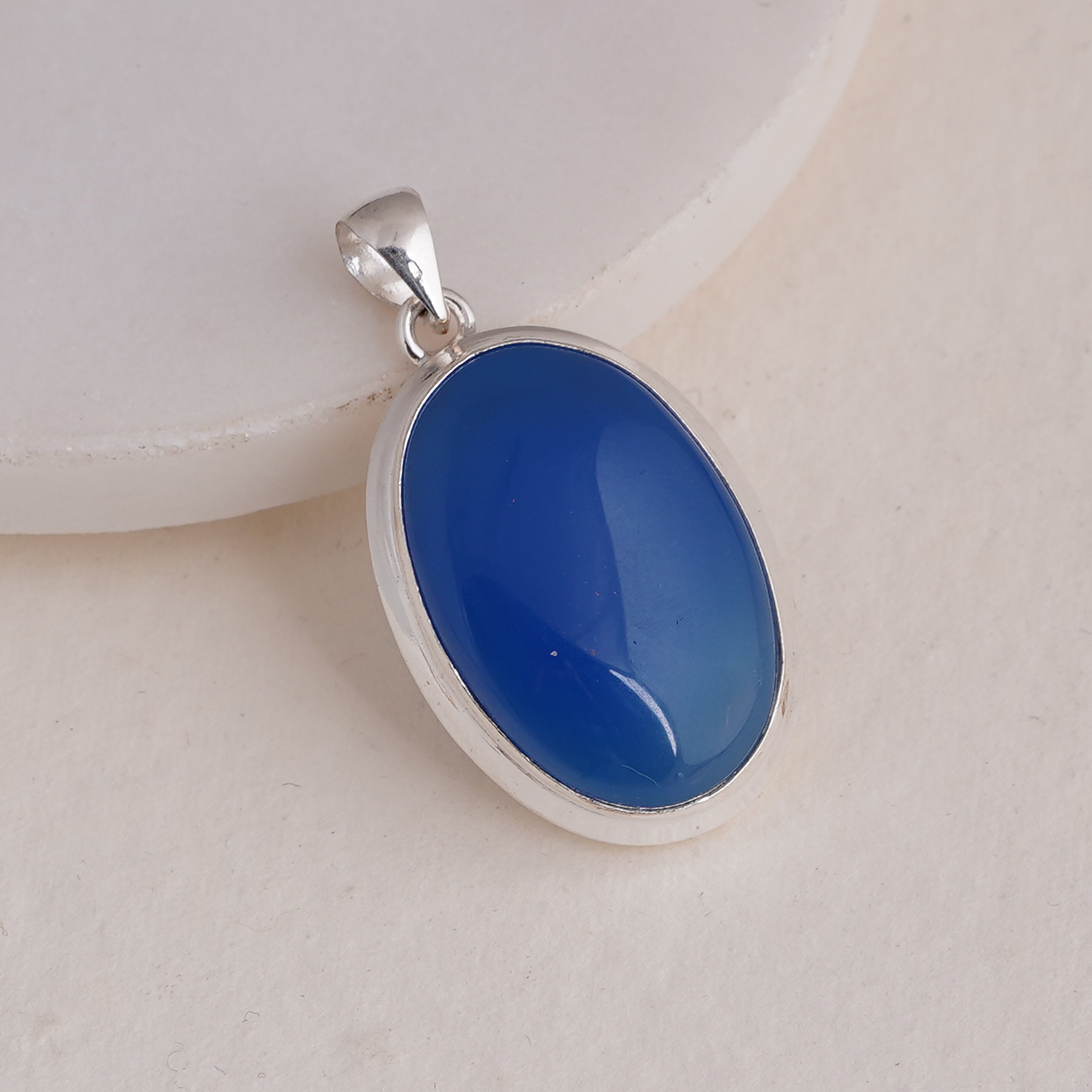 Stunning Blue Chalcedony Pendant | Sterling Silver Jewelry