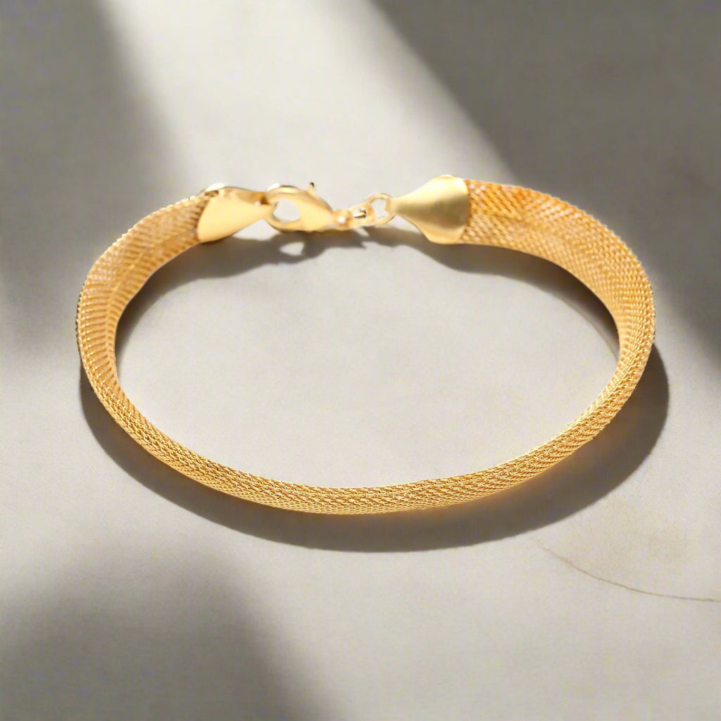 Beautiful Handmade Gold Mesh Bracelet,Sterling Silver Gold Plated Bracelet,Light Weight Bracelet