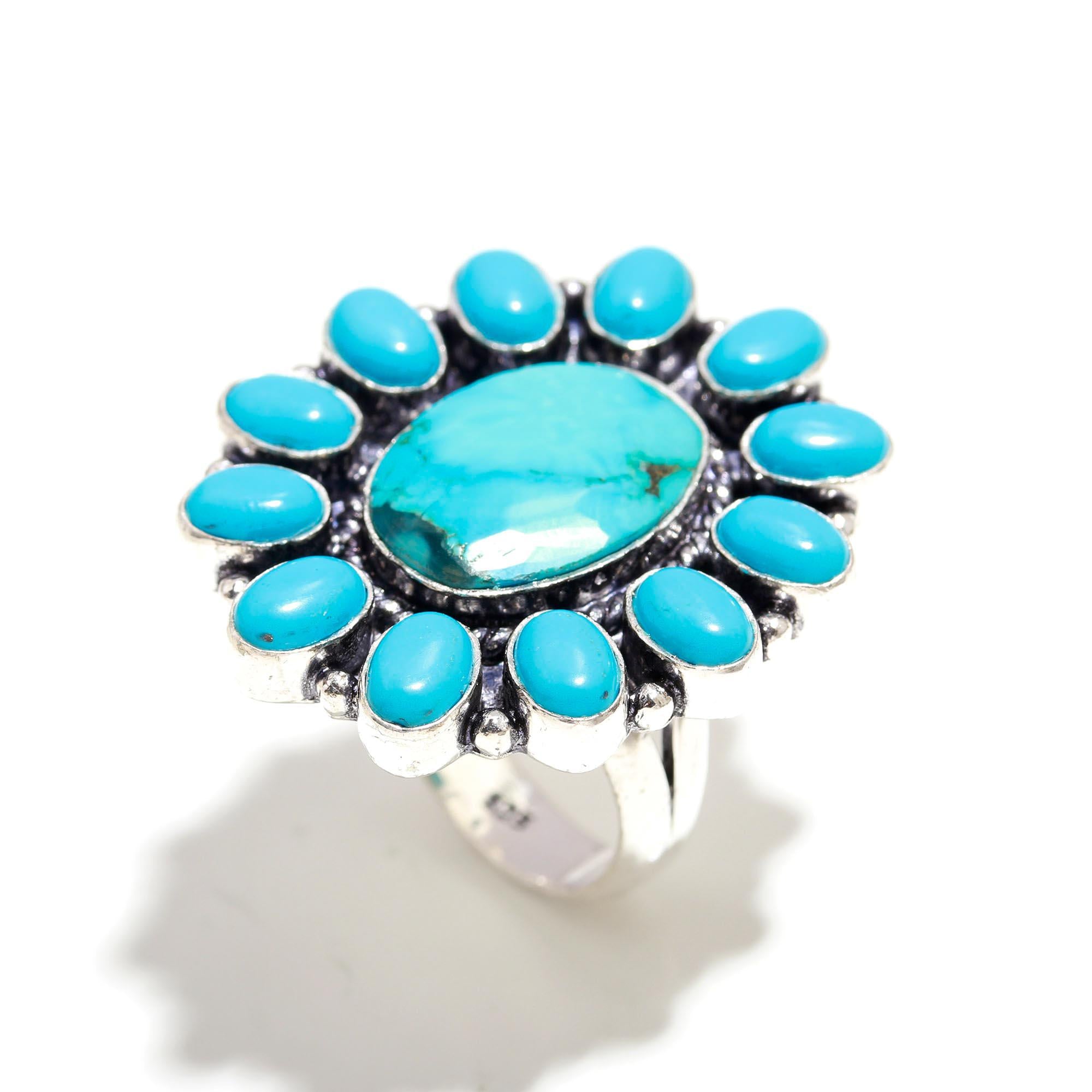 Handmade Vintage Turquoise Ring – Bohemian Statement Jewelry