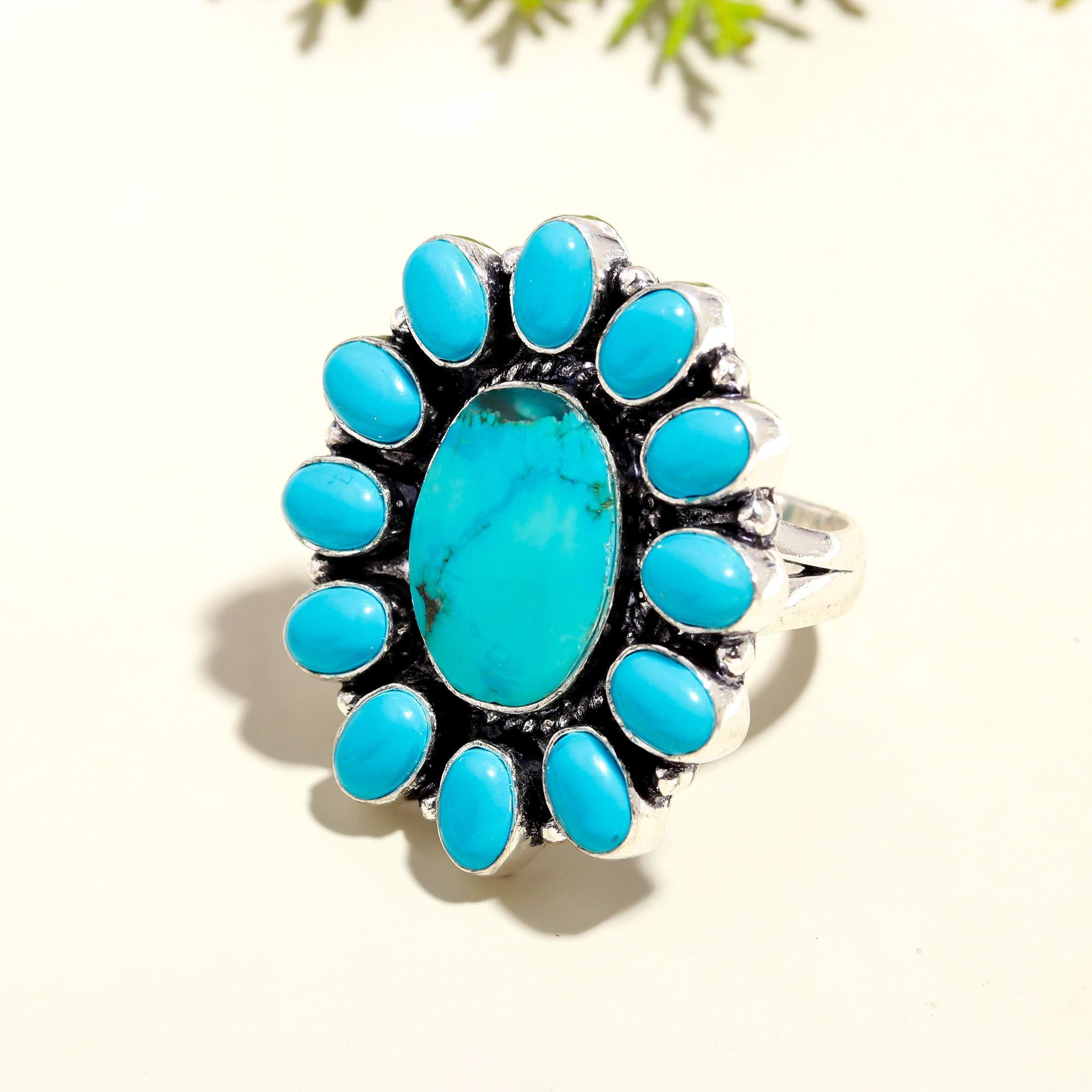 Handmade Vintage Turquoise Ring – Bohemian Statement Jewelry