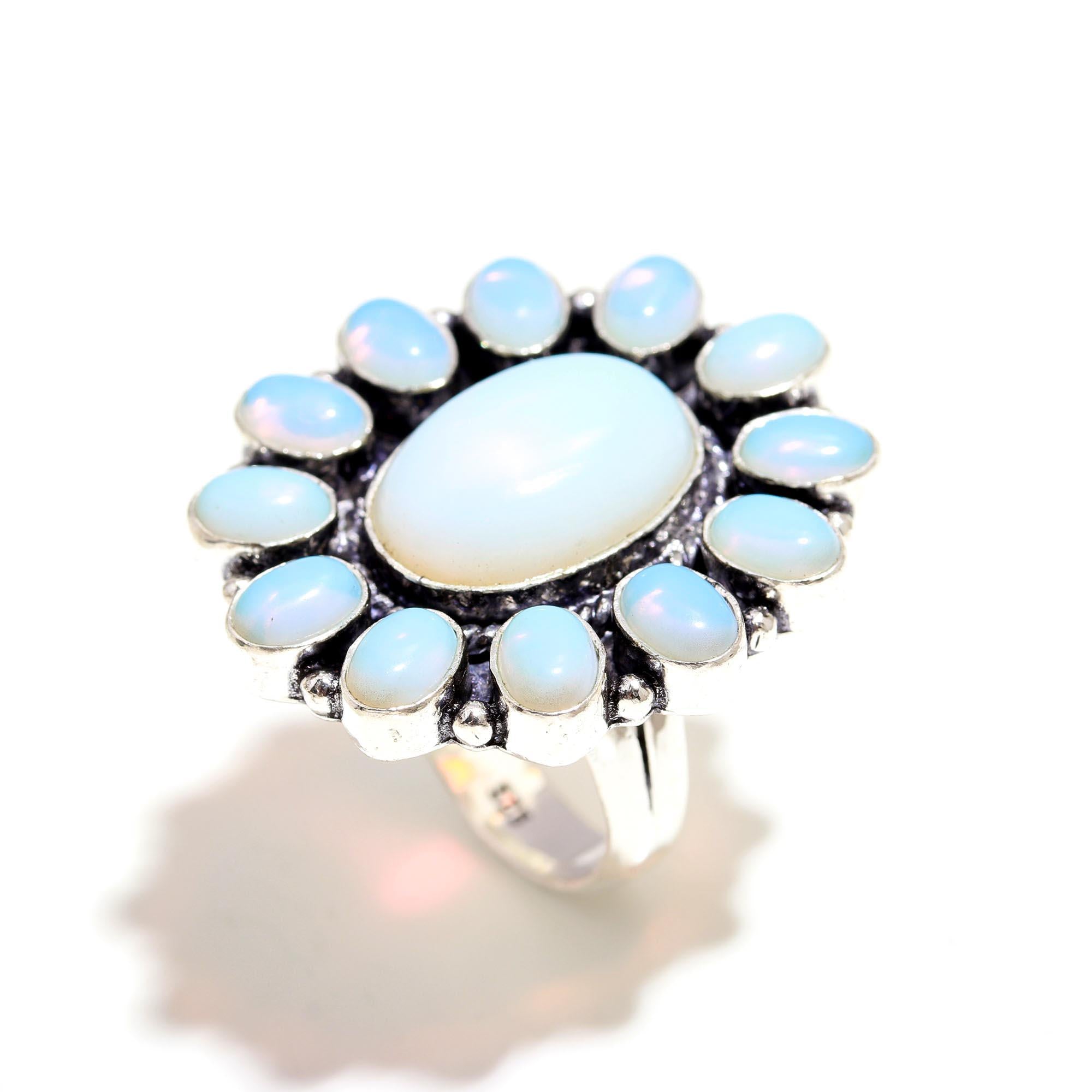 Vintage Silver Ring with Opal Gemstones