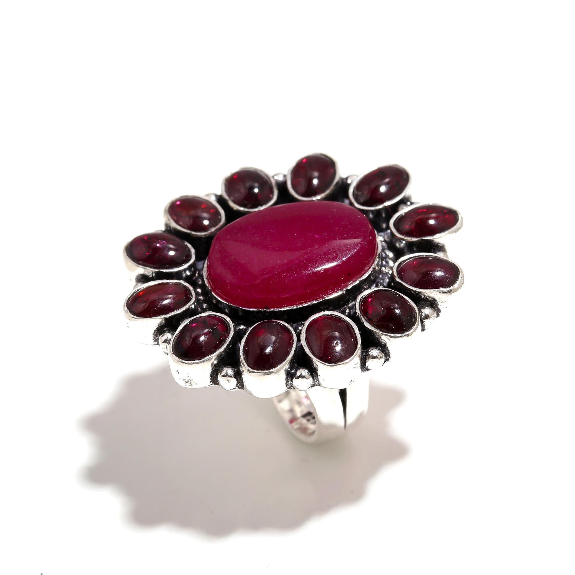 Elegant Ruby and Garnet Statement Ring