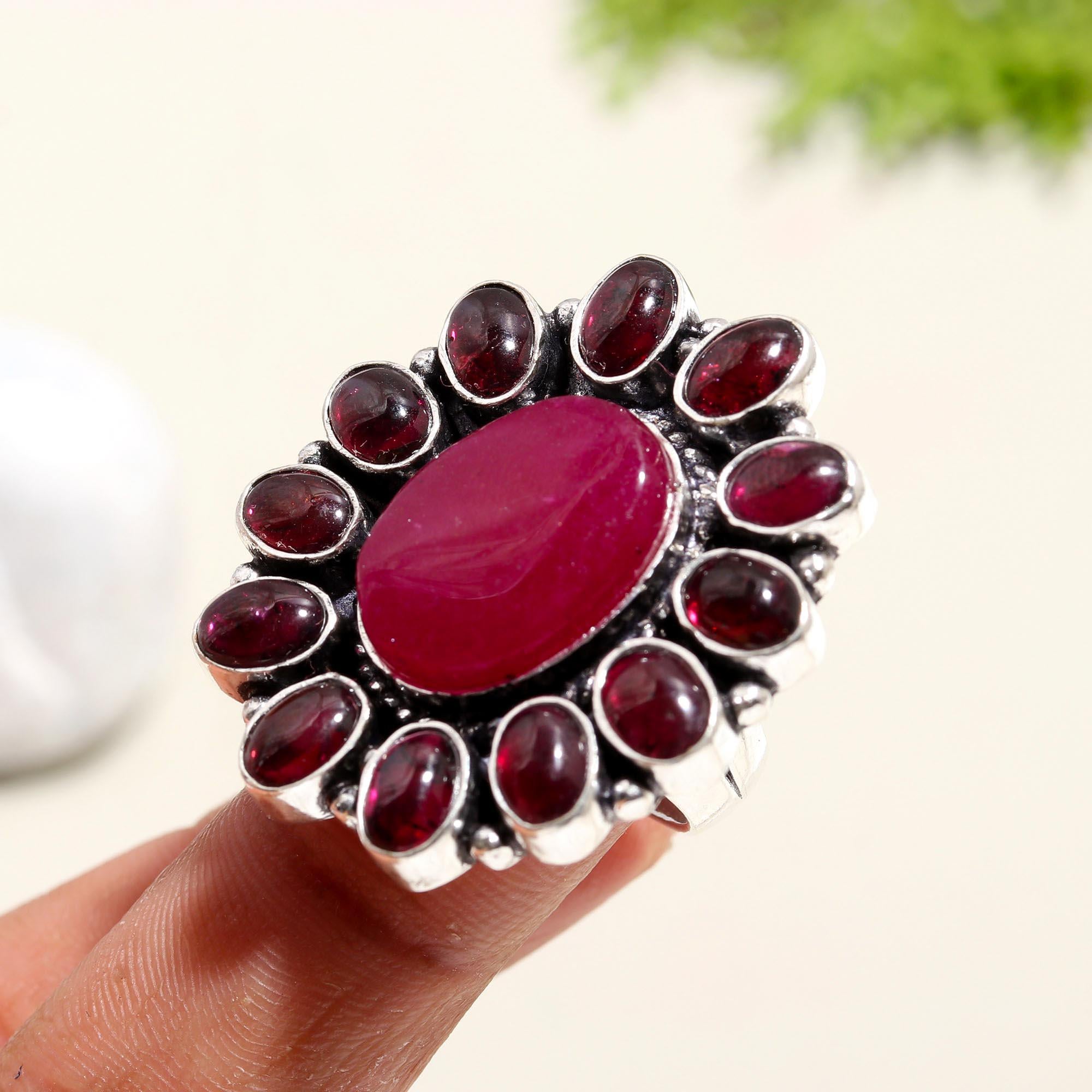 Elegant Ruby and Garnet Statement Ring